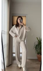 Linda Pantolon Üst Takım Krem