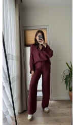 Linda Pantolon Üst Takım Bordo