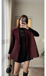 Line Kemerli Vatkalı Yelek Bordo