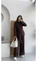 Liona Kuşaklı Modal Takım Acı Kahve