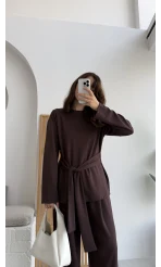 Liona Kuşaklı Modal Takım Acı Kahve