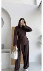 Liona Kuşaklı Modal Takım Acı Kahve