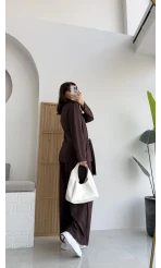 Liona Kuşaklı Modal Takım Acı Kahve