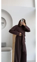 Liona Kuşaklı Modal Takım Acı Kahve