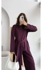 Liona Kuşaklı Modal Takım Bordo
