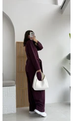 Liona Kuşaklı Modal Takım Bordo