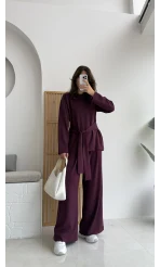Liona Kuşaklı Modal Takım Bordo
