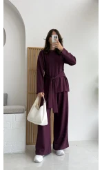 Liona Kuşaklı Modal Takım Bordo