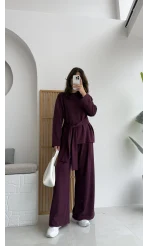 Liona Kuşaklı Modal Takım Bordo