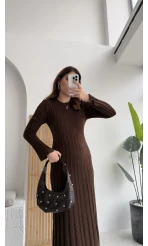 Livya Triko Elbise - Acı Kahve - Kod: 258585