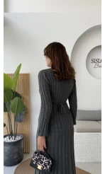 Livya Triko Elbise - Antrasit - Kod: 258585