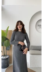 Livya Triko Elbise - Antrasit - Kod: 258585