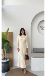 Livya Triko Elbise - Krem - Kod: 258585