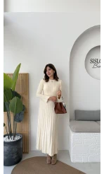 Livya Triko Elbise - Krem - Kod: 258585