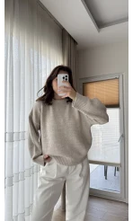 Liza Bisiklet Yaka Kazak Bej