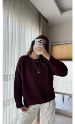 Liza Bisiklet Yaka Kazak Bordo