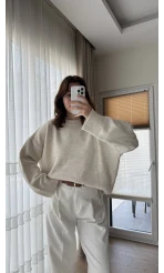 Liza Bisiklet Yaka Kazak Ekru