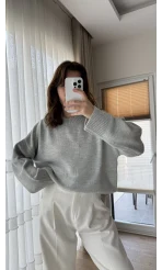 Liza Bisiklet Yaka Kazak Gri