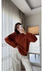 Liza Bisiklet Yaka Kazak Kiremit