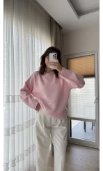 Liza Bisiklet Yaka Kazak Pembe