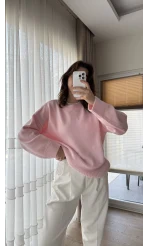 Liza Bisiklet Yaka Kazak Pembe