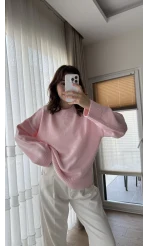 Liza Bisiklet Yaka Kazak Pembe