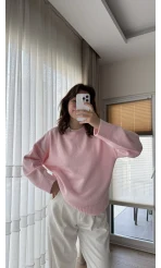 Liza Bisiklet Yaka Kazak Pembe