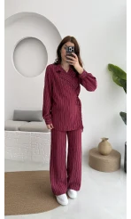 Lola Çizgili Tensel Takım - Bordo