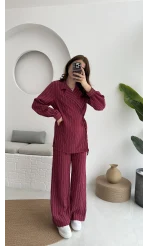 Lola Çizgili Tensel Takım - Bordo