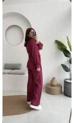 Lola Çizgili Tensel Takım - Bordo
