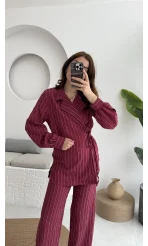 Lola Çizgili Tensel Takım - Bordo