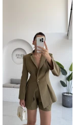 Loli Blazer Ceket Şort Takım - Haki - 0431