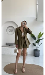 Loli Blazer Ceket Şort Takım - Haki - 0431
