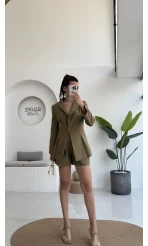 Loli Blazer Ceket Şort Takım - Haki - 0431