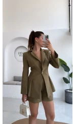 Loli Blazer Ceket Şort Takım - Haki - 0431