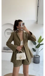 Loli Blazer Ceket Şort Takım - Haki - 0431