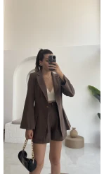 Loli Blazer Ceket Şort Takım - Kahve - 0431