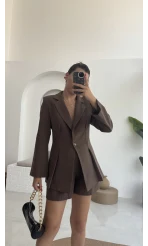 Loli Blazer Ceket Şort Takım - Kahve - 0431