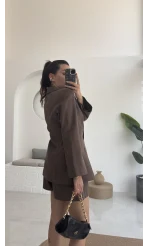 Loli Blazer Ceket Şort Takım - Kahve - 0431