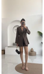 Loli Blazer Ceket Şort Takım - Kahve - 0431