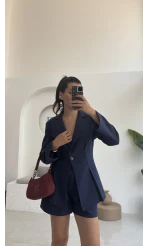 Loli Blazer Ceket Şort Takım - Lacivert - 0431