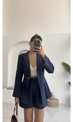 Loli Blazer Ceket Şort Takım - Lacivert - 0431