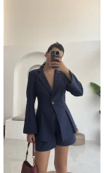 Loli Blazer Ceket Şort Takım - Lacivert - 0431