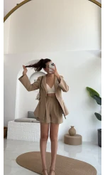 Loli Blazer Ceket Şort Takım - Vizon - 0431