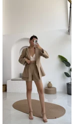 Loli Blazer Ceket Şort Takım - Vizon - 0431