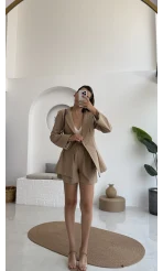 Loli Blazer Ceket Şort Takım - Vizon - 0431