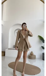 Loli Blazer Ceket Şort Takım - Vizon - 0431