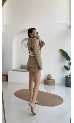 Loli Blazer Ceket Şort Takım - Vizon - 0431