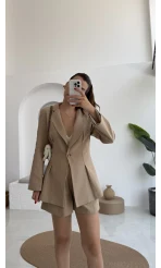 Loli Blazer Ceket Şort Takım - Vizon - 0431