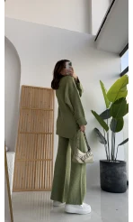 Lorenzo Bisiklet Yaka Kol Detaylı Örme Alt-Üst Takım - Çağla Yeşili